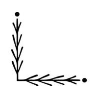 Hand drawn set of line frames on a white background. Corner Border Eklement. Sketch elements of floral and herbs ornaments for banner design. Line border collection. Vintage border. vector