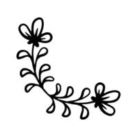 Hand drawn set of line frames on a white background. Corner Border Eklement. Sketch elements of floral and herbs ornaments for banner design. Line border collection. Vintage border. vector