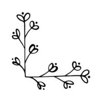 Hand drawn set of line frames on a white background. Corner Border Eklement. Sketch elements of floral and herbs ornaments for banner design. Line border collection. Vintage border. vector