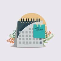 Work schedule handwriting memo in calender illustration vector