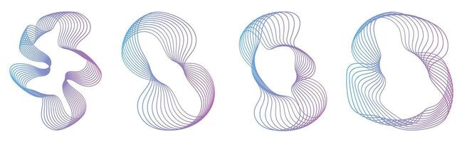 Collection of futuristic cyberpunk style element . Geometric wireframe of distortion, grid with gradient color. Retro graphic on white background for decoration, cove, poster, business vector