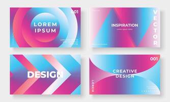 Set of template background design . Collection of creative abstract gradient vibrant colorful perspective geometric shape background. Art design for business card, cover, banner, wallpaper. vector
