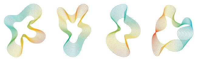 Collection of futuristic cyberpunk style element . Geometric wireframe of distortion, grid with gradient color. Retro graphic on white background for decoration, cove, poster, business vector