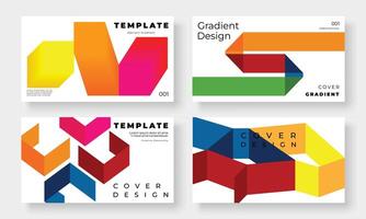 Set of template background design . Collection of creative abstract gradient vibrant colorful perspective 3d geometric shape background. Art design for business card, cover, banner, wallpaper. vector