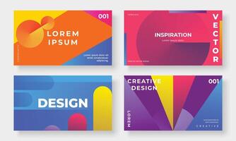 Set of template background design . Collection of creative abstract gradient vibrant colorful perspective geometric shape background. Art design for business card, cover, banner, wallpaper. vector