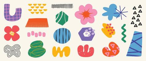 Set of abstract retro organic shapes . Collection of contemporary figure, cloud, sparkle, bubble, flower in funky groovy style. Cute hippie design element perfect for banner, print, sticker. vector