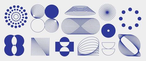 Hand drawn abstract minimal element mid century set. Aesthetic contemporary stripe line art, geometric shape in monochrome. Art form design for wall art, decoration, wallpaper. vector
