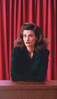 photo of beautiful woman in restro hair and retro costume in t.v. series,