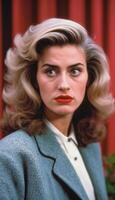 photo of beautiful woman in restro hair and retro costume in t.v. series,