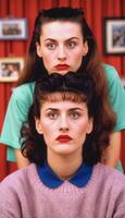 photo of beautiful woman in restro hair and retro costume in t.v. series,