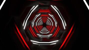 Red and White Pulsing Neon Dark Tunnel Background VJ Loop in 4K video
