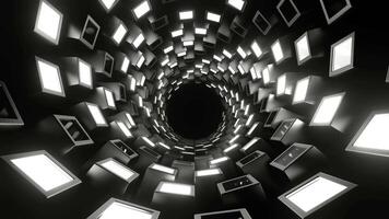 White Slowed Rotation Strobe Tunnel Background VJ Loop in 4K video