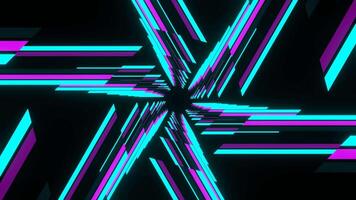 Cyan and Pink Hexagonal Neon Line Moving Lighting Background VJ Loop in 4K video