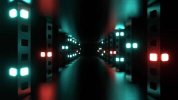 Light Red and Light Cyan Return Movement Along Strobe Corridor Background VJ Loop in 4K video