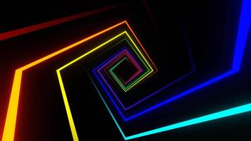 Multicolor Square Spiral Neon Light Movement Background VJ Loop in 4K video