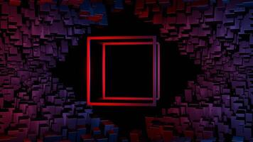 Red and Blue Rotation Glossy Cube Frame Background VJ Loop in 4K video