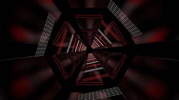 Red and White Neon Sci-Fi Cyber Dimension Tunnel Background VJ Loop in 4K video