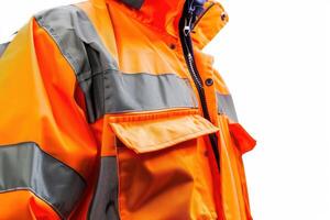 Reflective work jacket isolated on white background. photo