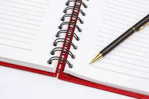 open notebook and mechanical pencil, top view photo