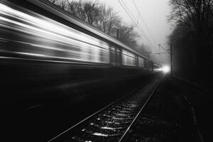Speeding train captured with motion blur effect photo