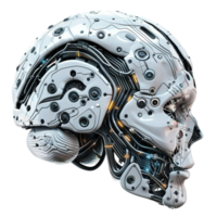 A robot head with a circuit board on it On Transparent Background. png