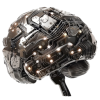 A brain made of circuit board on a transparent background png