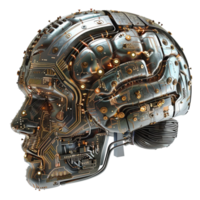 A robot head with a circuit board on it On Transparent Background. png