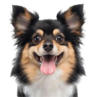 A dog with its tongue out on a transparent background png