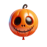 Scary smiling orange balloon in Halloween style png