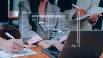 Project manager working with Gantt chart schedule to plan tasks and deliverables. Scheduling activities with a planning software, Corporate strategy for finance, operations, sales, marketing. video