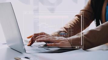 Project manager working with Gantt chart schedule to plan tasks and deliverables. Scheduling activities with a planning software, Corporate strategy for finance, operations, sales, marketing. video