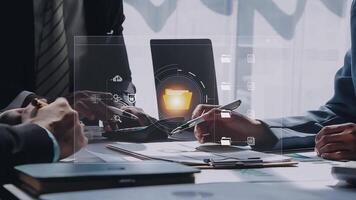 Document management concept. Virtual screen icons Document Management System DMS Online document database, software for efficient archiving, searching and management of company files and data. video