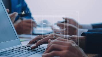 Project manager working with Gantt chart schedule to plan tasks and deliverables. Scheduling activities with a planning software, Corporate strategy for finance, operations, sales, marketing. video