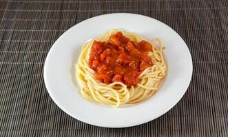 Spaghetti with tomato sauce, pasta photo