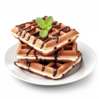 waffles with chocolate and mint on a plate png