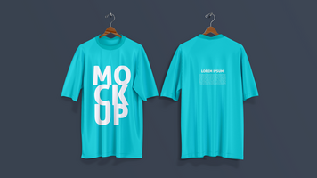 Two Mockup Tshirt Front View With Hanger psd