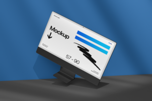 Device Computer Desktop Mockup with Shadow and Customizable Background Colors psd