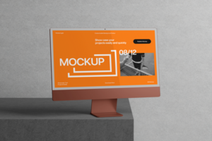 3d device computer monitor mockup template psd