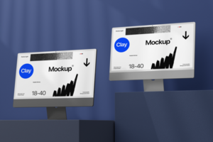 Elegant 3d Device Computer Monitor Template with Customizable Background psd