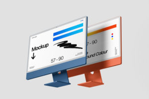 Dual Screen Computer Mockup Template for Product Showcase psd