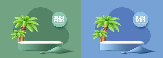 Summer podium display, two color design, banner on colorful background vector