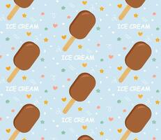 Ice cream seamless pattern. Delicious sweet street food. Cone waffle with filling, ice cream scoops in a cup, ice cream in a cone. Template for background, banner, card, poster. . vector