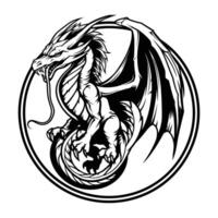 illustration of a Dragon tattoo on a white background vector