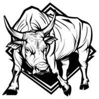 illustration of a rampaging cow facing forward on a white background vector