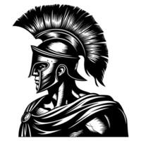 illustration of a Roman soldier and helmet isolated on a white background vector