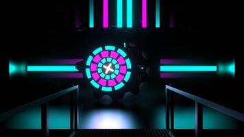 Cyan and Pink Neon Vault X Door Background VJ Loop in 4K video