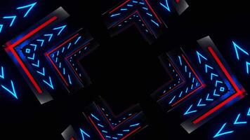 Red and Blue Neon Pulsing Square Tunnel Background VJ Loop in 4K video