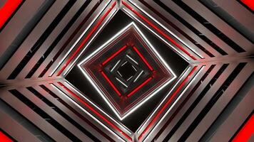 Red and White Neon Motion Effect Tunnel Background VJ Loop in 4K video