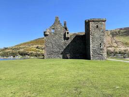 A view of Lochranza Castle on the Isle of Arran on 24 April 2024 in Scotland photo