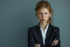 Young woman showing annoyance, portrait of a person in thought. Beauty underlined by a complex photo